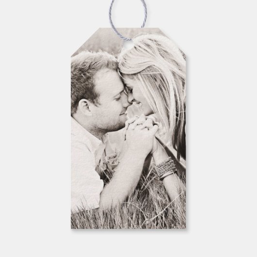 Gouden Art Deco Fan Aangepaste foto Dank u Label Cadeaulabel (Achterkant)