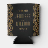 Gouden Art Deco Fan Bruiloft Gast Favor Koelbox Blikjeskoeler (Voorkant)