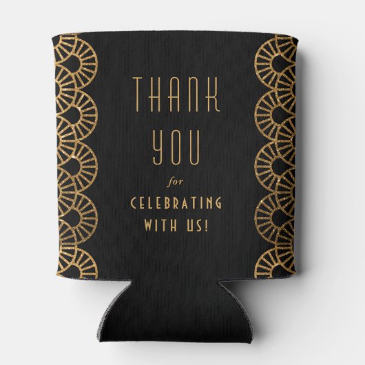 Gouden Art Deco Fan Bruiloft Gast Favor Koelbox Blikjeskoeler (Achterkant)