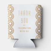 Gouden Art Deco Fan Bruiloft Gast Favor Koelbox Blikjeskoeler (Achterkant)