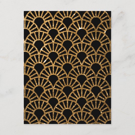 Gouden Art Deco Fan Bruiloft Informatie Kaart (Achterkant)