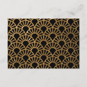 Gouden Art Deco Fan Bruiloft Informatie Kaart (Achterkant)
