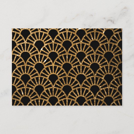 Gouden Art Deco Fan Bruiloft Informatie Kaart (Achterkant)