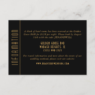 Gouden Art Deco Fan Bruiloft Informatie Kaart