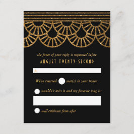 Gouden Art Deco Fan bruiloft uitnodiging antwoord 