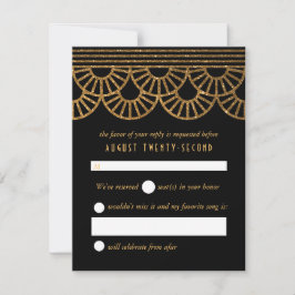 Gouden Art Deco Fan bruiloft uitnodiging antwoord