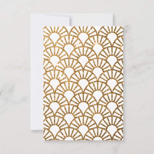 Gouden Art Deco Fan bruiloft uitnodiging antwoord  (Achterkant)
