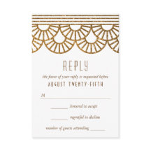Gouden Art Deco Fan bruiloft uitnodiging antwoord 