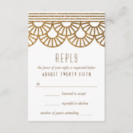 Gouden Art Deco Fan bruiloft uitnodiging antwoord 