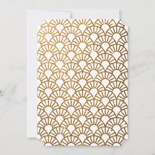 Gouden Art Deco Fan bruiloft uitnodiging in het wi (Achterkant)