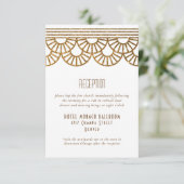 Gouden Art Deco Fan bruiloft uitnodiging ontvangst Informatiekaartje (Staand voorkant)