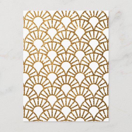 Gouden Art Deco Fan bruiloft uitnodiging ontvangst Informatiekaartje (Achterkant)