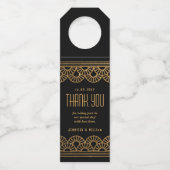 Gouden Art Deco Fan Dank u Fles Label (Voorkant)