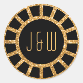 Gouden Art Deco Fan Gatsby Monogram Sticker