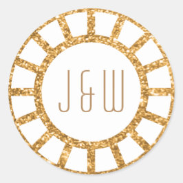 Gouden Art Deco Fan Gatsby Monogram Sticker wit