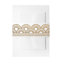 Gouden Art Deco Fan Uitnodiging Belly Band Uitnodigingen Wikkel