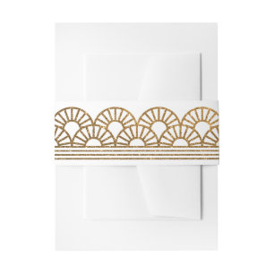 Gouden Art Deco Fan Uitnodiging Belly Band Uitnodigingen Wikkel