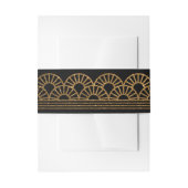 Gouden Art Deco Fan uitnodiging Black Belly Band Uitnodigingen Wikkel (Voorkant Voorbeeld)