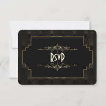 Gouden Art Deco Gatsby 1920 stijl bruiloft RSVP