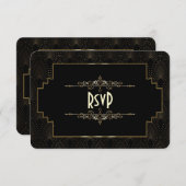 Gouden Art Deco Gatsby bruiloft RSVP in stijl van  (Voorkant / Achterkant)