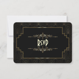Gouden Art Deco Gatsby bruiloft RSVP in stijl van 