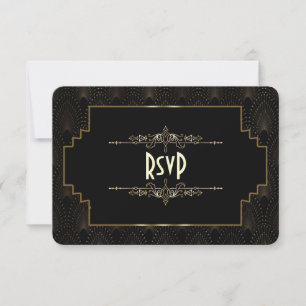 Gouden Art Deco Gatsby bruiloft RSVP in stijl van  Kaartje