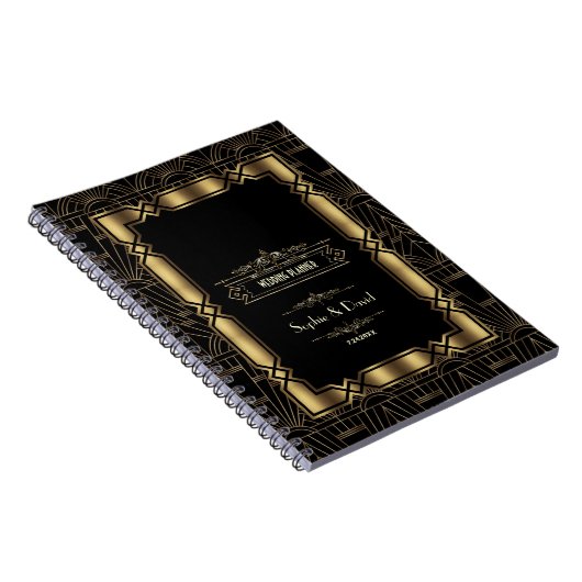 Gouden Art Deco Gatsby Bruiloftsplanner in stijl v Notitieboek (Rechterzijde)