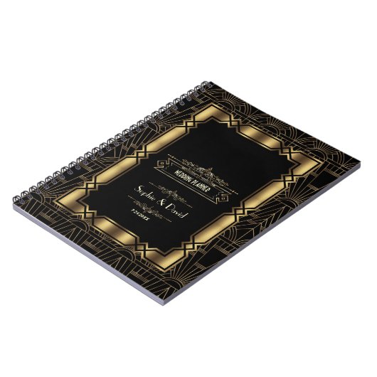 Gouden Art Deco Gatsby Bruiloftsplanner in stijl v Notitieboek (Linkerzijde)