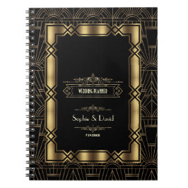 Gouden Art Deco Gatsby Bruiloftsplanner in stijl v Notitieboek