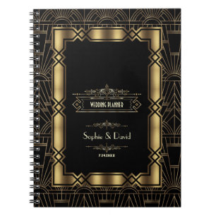 Gouden Art Deco Gatsby Bruiloftsplanner in stijl v Notitieboek