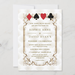 Gouden Art Deco Gatsby Casino Vegas Poker Bruiloft Kaart