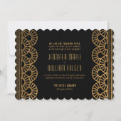 Gouden Art Deco Gatsby Geïnspireerde bruiloft uitn Kaart (Voorkant)