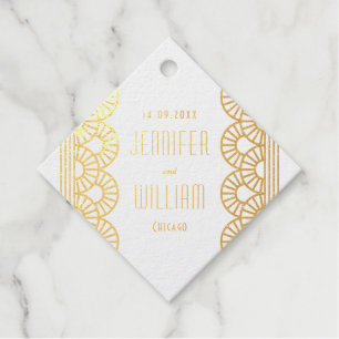 Gouden Art Deco Gatsby Stijl Aangepaste bruiloft Bedankjes Labels