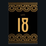 Gouden Art Deco Gatsby thema tafel nummer Kaart<br><div class="desc">Dit slanke zwart en faux goud glitter Art Deco tafelnummer is de juiste keuze voor een nacht,  Great Gatsby thema bruiloft en receptie.</div>