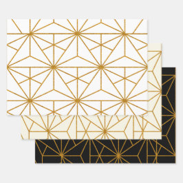 Gouden art deco geometrisch patroon inpakpapier vel