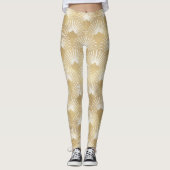 Gouden Art-Deco geometrisch patroon Leggings (Voorkant)