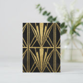 Gouden Art Deco geometrisch waaierpatroon zwart Briefkaart (Staand voorkant)