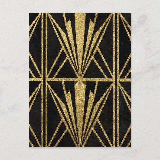 Gouden Art Deco geometrisch waaierpatroon zwart Briefkaart (Voorkant)