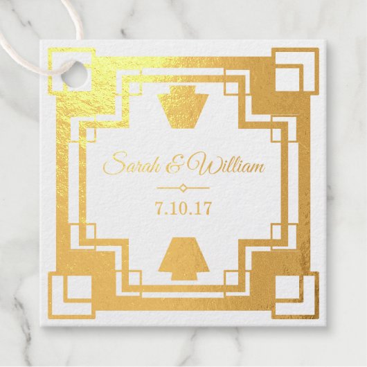 Gouden Art Deco Glamour Bedankt Bedankjes Labels (Voorkant)