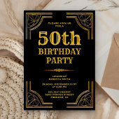 Gouden Art Deco Grote Gatsby Verjaardag Uitnodigin Kaart