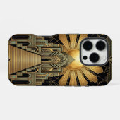Gouden Art Deco iPhone 16 Pro Hoesje (Achterkant horizontaal)