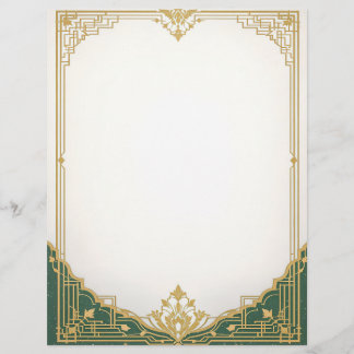 Gouden Art Deco Lijst met groene rand Briefhoofd