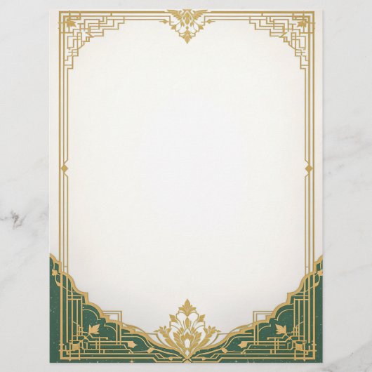 Gouden Art Deco Lijst met groene rand Briefhoofd (Voorkant)
