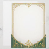 Gouden Art Deco Lijst met groene rand Briefhoofd (Voorkant / Achterkant)