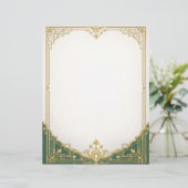 Gouden Art Deco Lijst met groene rand Briefhoofd (Staand voorkant)