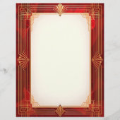 Gouden Art Deco Lijst op rode achtergrond Briefhoofd (Voorkant)