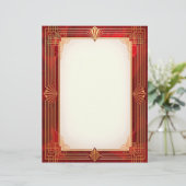 Gouden Art Deco Lijst op rode achtergrond Briefhoofd (Staand voorkant)