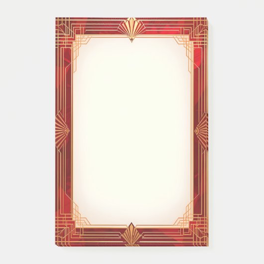 Gouden Art Deco Lijst op Rood Post-it® Notes (Voorkant)