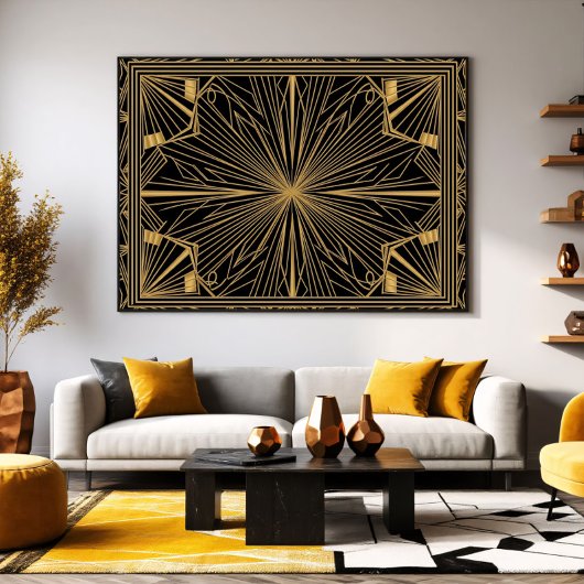 Gouden Art Deco Luxe Kunst Canvas Afdruk