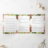 Gouden Art Deco Monogram  Bloemen Brochure Drieluik Kaart (Binnen)